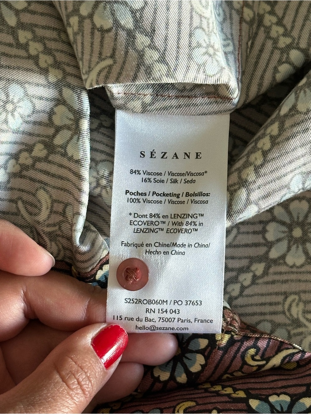 Sézane x Antoinette Poisson Dress Madder Red Heart Print Silk Blend Size 12 - Picture 12 of 14